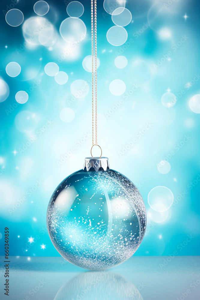 Christmas ball on a blue background. Generative AI. Christmas ball on a blue background. Generative AI.