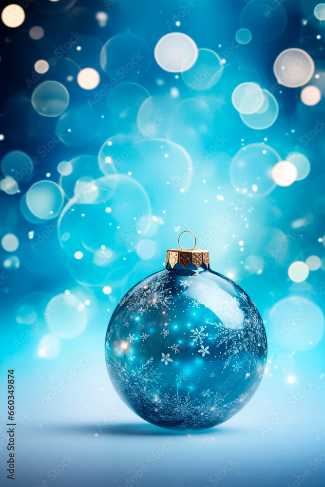 Christmas ball on a blue background. Generative AI. Christmas ball on a blue background. Generative AI.