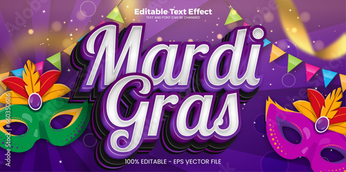 Mardi Gras editable text effect in modern trend style