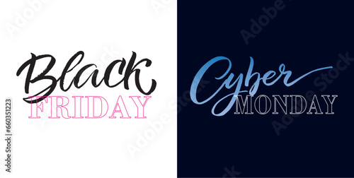 Black Friday sale - Cyber monday - lettering label art.