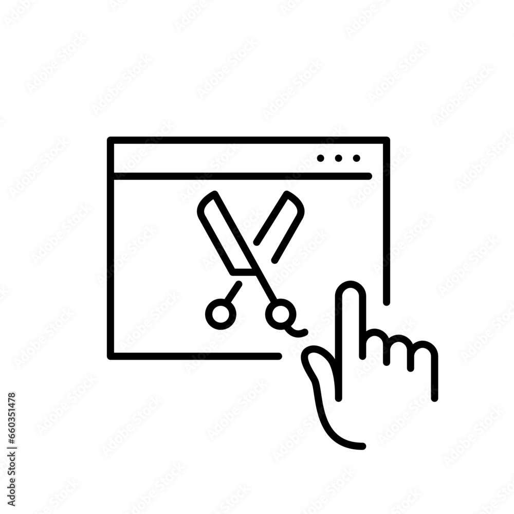 Make an appointment to hair salon online. Pixel perfect, editable stroke icon Make an appointment to hair salon online. Pixel perfect, editable stroke icon