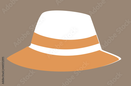 white wide brimmed sun hat vector illustration