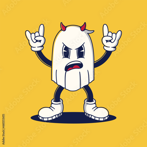 Halloween Retro Mascot Character Illustration