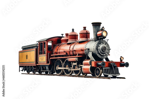 Antique Railway Engine Snapshot on isolated background