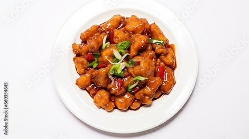 Chinese food on white background, homemade chine cuisine with Vegetables
