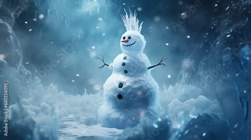a magical ice snowman that evokes awe and fascination. 