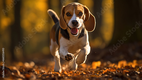 dog running in the field in autumn © Uwe