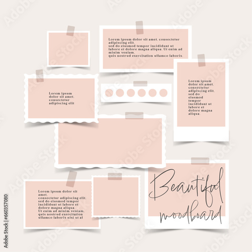 Vector photo collage template moodboard pictures grids vector illustration
