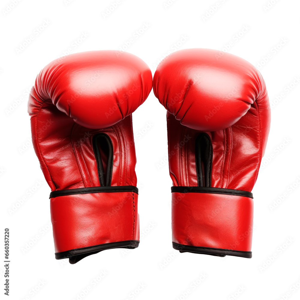 red boxing gloves isolated on white. png on transparent
