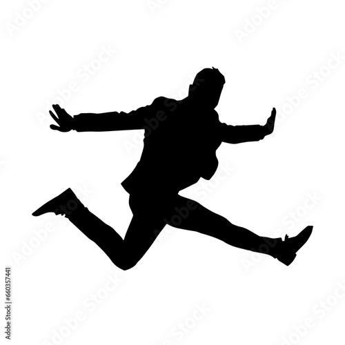 Silhouette of a male dancer in performing pose. Silhouette of a dancing man.