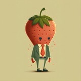 simple childrens picture book illustration strawberry in a suit strawberry instead of head 