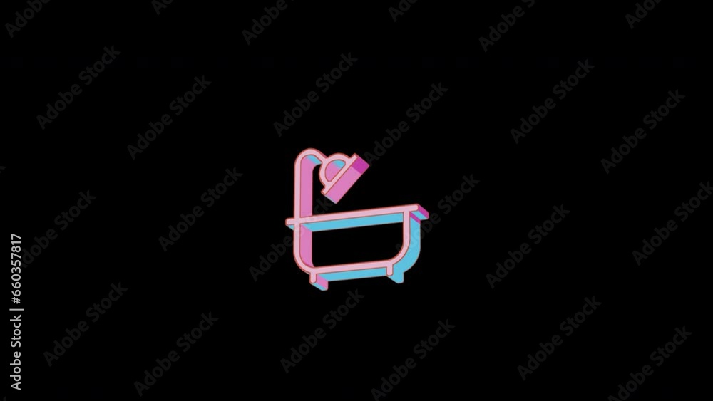 Bright bath icon is jumping merrily. Retro style. Alpha channel black. Looped from frame 120 to 240, Alpha BW at the end Bright bath icon is jumping merrily. Retro style. Alpha channel black. Looped from frame 120 to 240, Alpha BW at the end