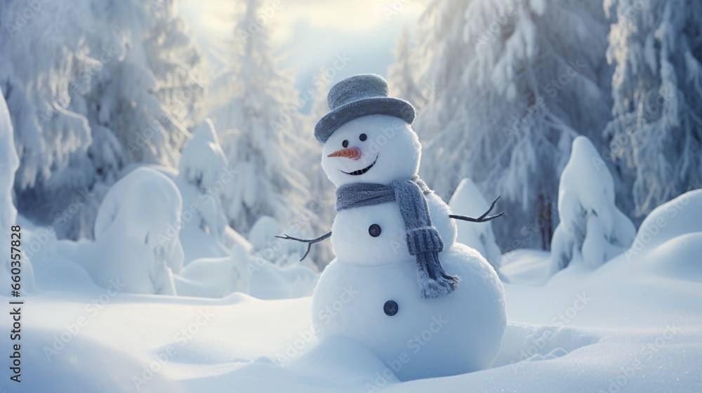Obraz premium a timeless ice snowman that embodies the essence of winter's magic.
