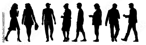 Silhouette of people in office worker suit. Silhouette of corporate people in conversation pose.