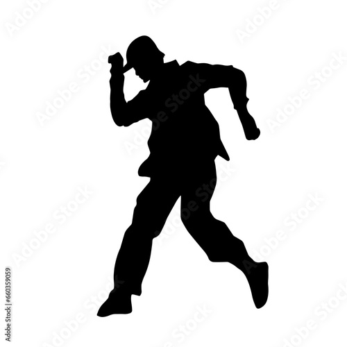 Silhouette of a male dancer in performing pose. Silhouette of a dancing man.