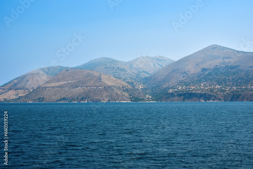 Amazing view of coastline on Kefalonia, the largest of the Ionian island, Greece, Europe. Concept of tourism and travel.