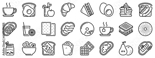 Icon set about brunch. Line icons on transparent background with editable stroke.