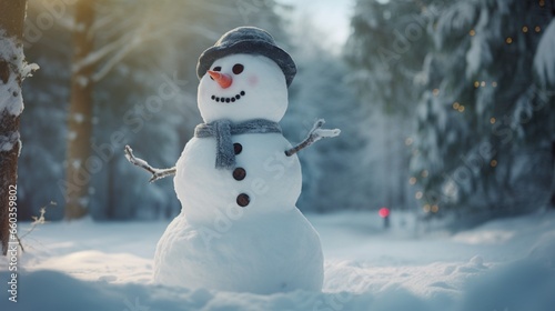 Depict a snowman contest where participants compete to build the most creative snowman.  © Usman