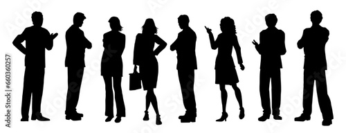 Silhouette of office worker or business people stand in line. 