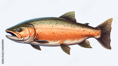 Image of salmon on white background. Fish. Underwater