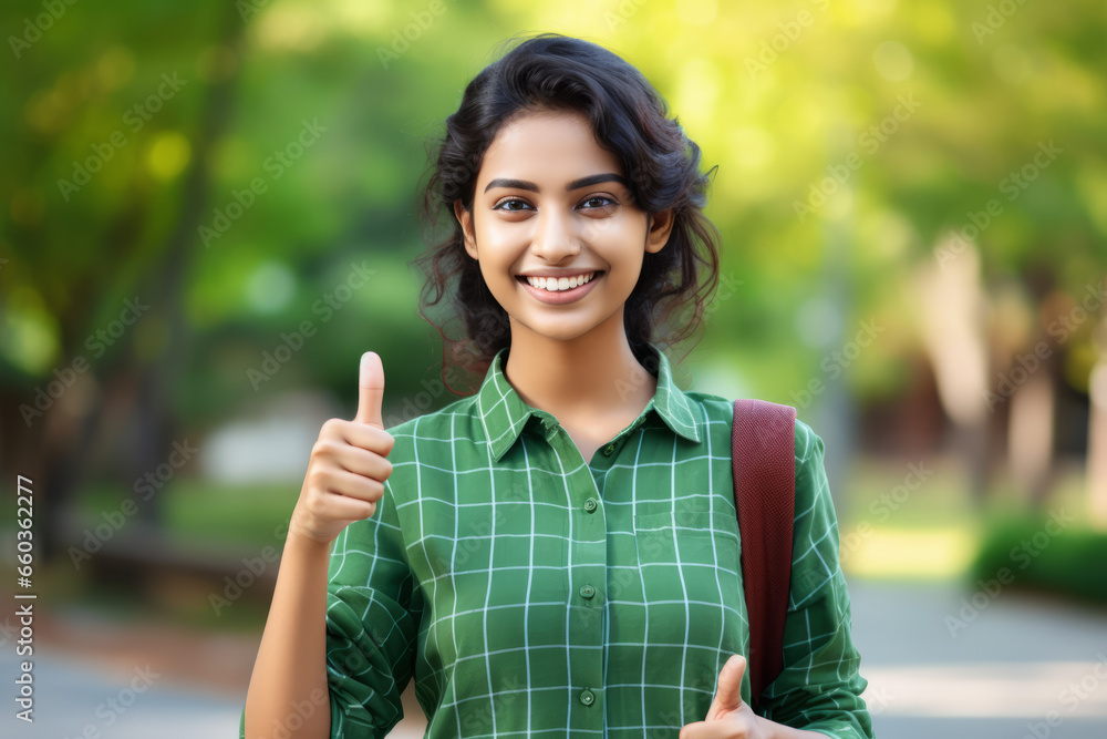 Teenager multicultural student girl isolated on outdoor, indoor background with surprise happy facial expression Teenager multicultural student girl isolated on outdoor, indoor background with surprise happy facial expression