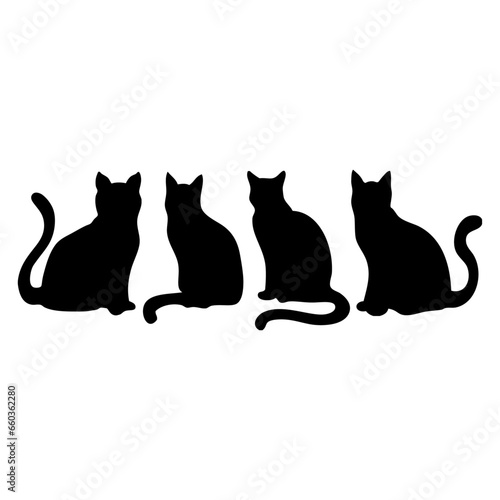 Set gatos negros. Colección siluetas de gatos sentados