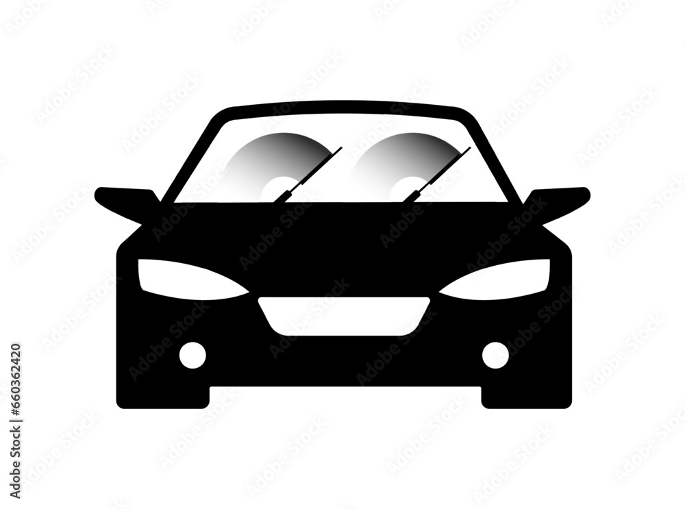 Car with wipers on. Silhouette, black, car with wipers on, turn on wipers sign. Vector icon Car with wipers on. Silhouette, black, car with wipers on, turn on wipers sign. Vector icon