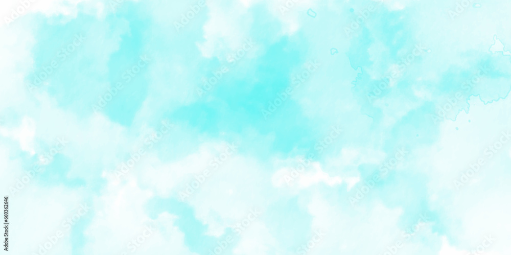 Abstract blue wall background with watercolor cloud and sky. blue sky and natural white cloud. pink cloud sky on art graphics, blue wall texture pattern background.