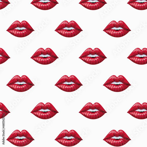 Mouth Kiss Vector Seamless Pattern