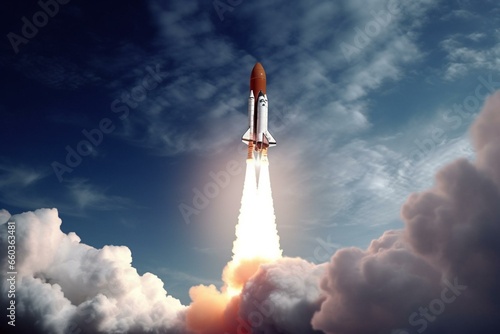 Sci-Tech: Rocket launch into cosmos. Generative AI