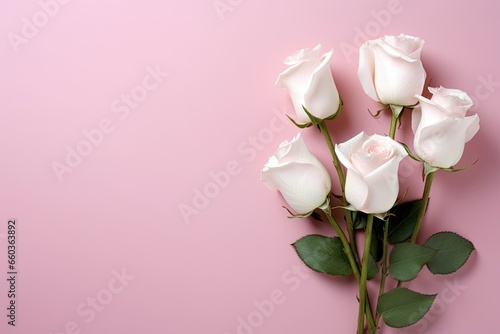 roses on pink background, valentines day and mothers day concept