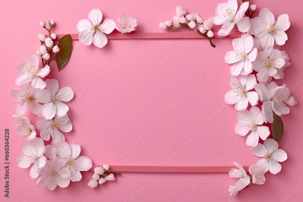 decorated sakura on pink background