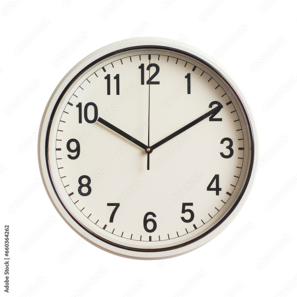 Round wall clock, isolated on white background Round wall clock, isolated on white background