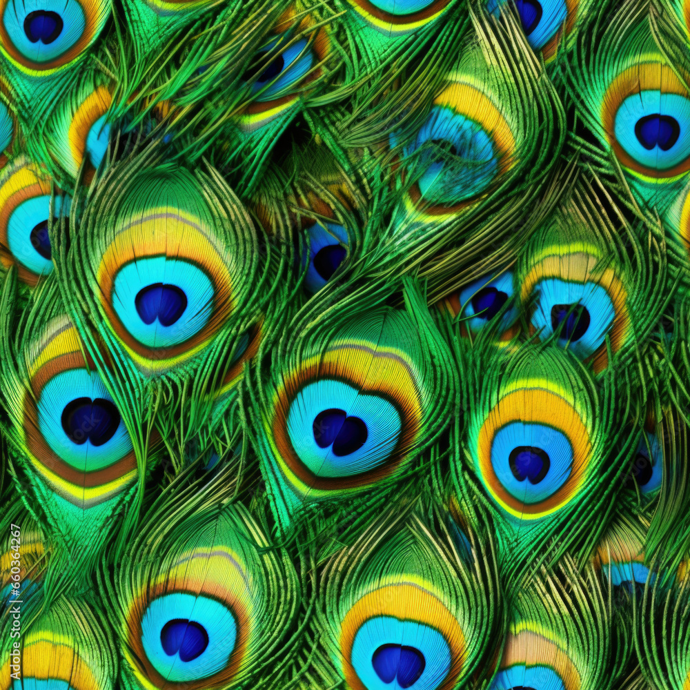 Obraz premium Peacock Feathers Seamless Texture Tile