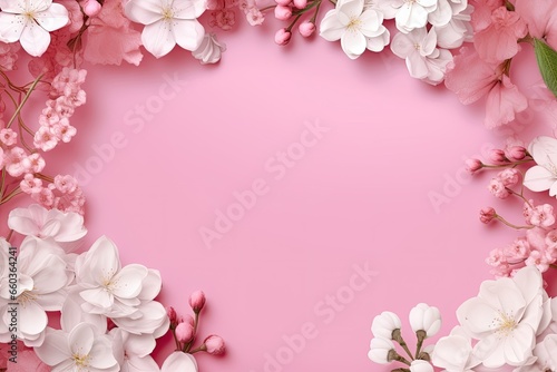 decorated sakura on pink background