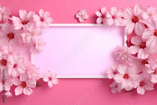 decorated sakura on pink background © jambulart