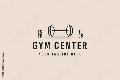 vintage style gym center logo vector icon illustration