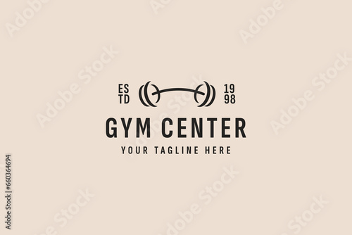 vintage style gym center logo vector icon illustration