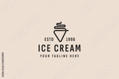 vintage style ice cream logo vector icon illustration