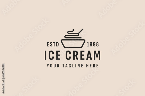 vintage style ice cream logo vector icon illustration