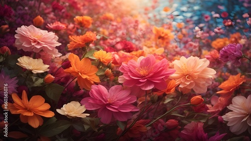 Wallpaper Mural world of flowers, where vibrant petals dance in the breeze and colors paint the landscape in a riot of hues. Create a digital artwork that celebrates the beauty of flowers in all their forms and shade Torontodigital.ca