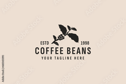 vintage style coffee beans logo vector icon illustration