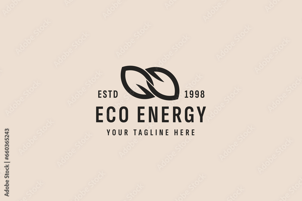 vintage style eco friendly energy logo vector icon illustration