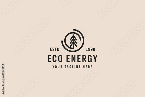 vintage style eco friendly energy logo vector icon illustration