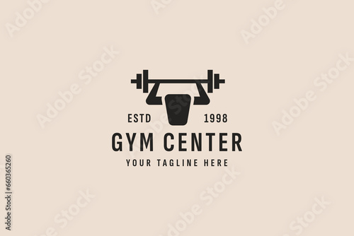 vintage style gym center logo vector icon illustration