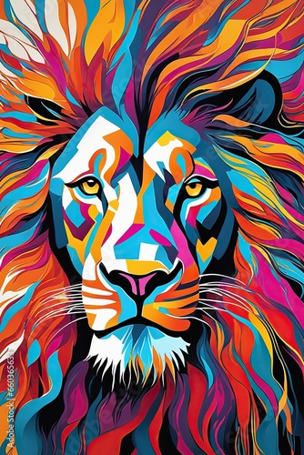 a painting on the canvas of a lion face