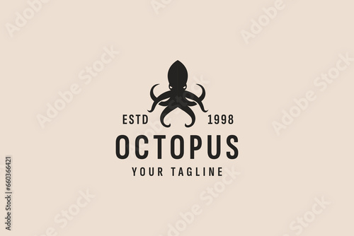 vintage style octopus logo vector icon illustration