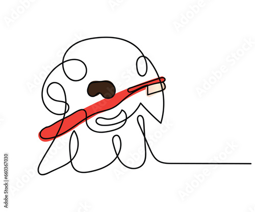 Line art of pets dental health. Pets poster. They need dental care too.