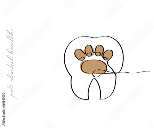 Pets dental health matters. Line art vector. Isolated minimal art.