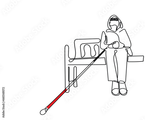 Line art vector. White cane awareness. Hand drawn doodles.